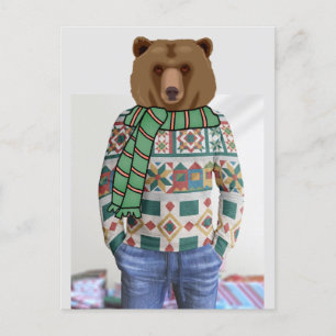 CARTÃO POSTAL DE VAGA DE Natal DO urso Grizzly