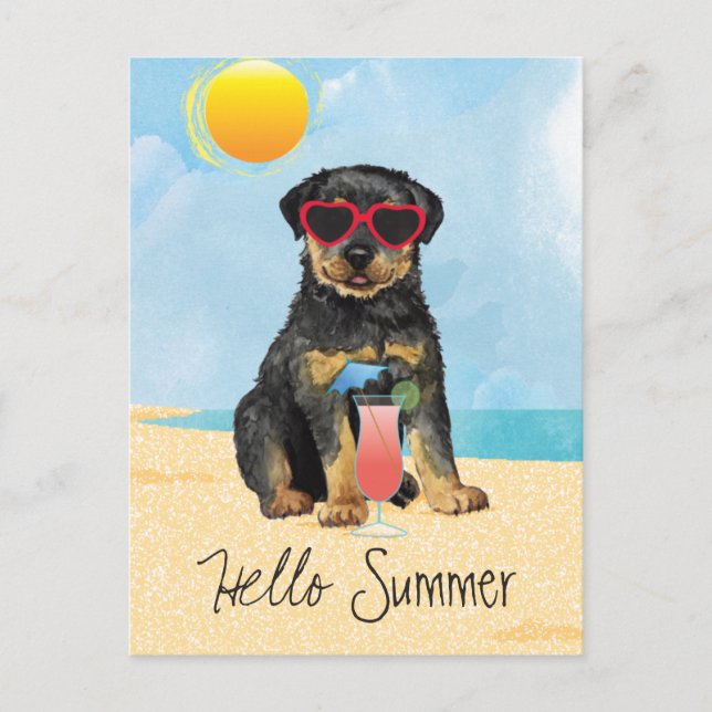 Cartão postal de verão do Rottweiler (Frente)