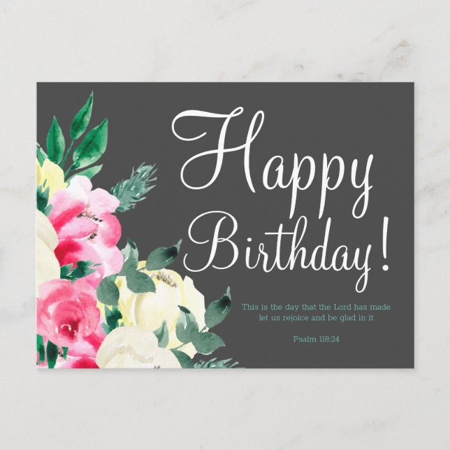 Cartão postal de versículo da Bíblia de aniversári (Frente)