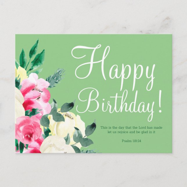 Cartão postal de versículo da Bíblia de aniversári (Frente)