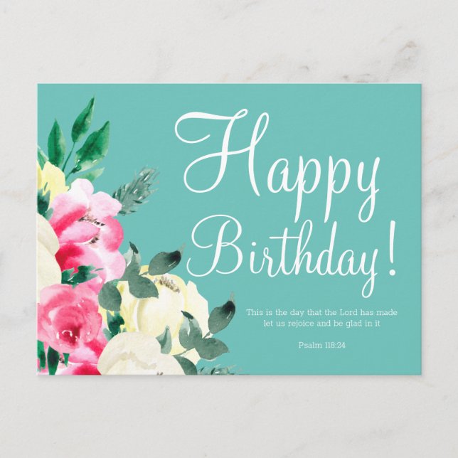 Cartão postal de versículo da Bíblia para aniversá (Frente)