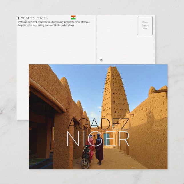 Cartão postal de viagem Agadez, Níger (Frente/Verso)