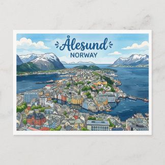 Cartão postal de viagem Ålesund Noruega