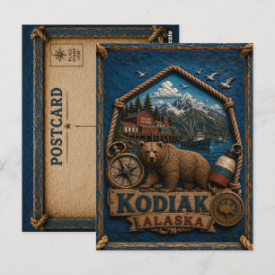Cartão postal de viagem antiga Kodiak Alasca