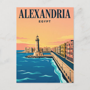 Cartão Postal de Viagem Antigo Alexandria, Egito