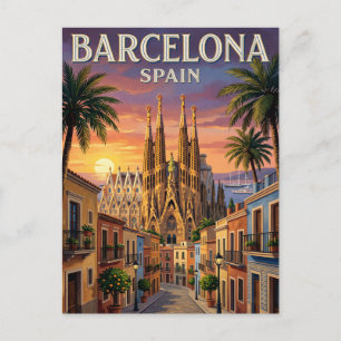 Cartão Postal de Viagem Antigo Barcelona