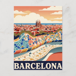 Cartão Postal de Viagem Antigo Barcelona Espanha