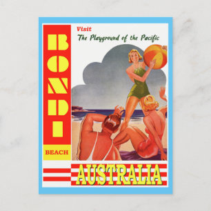 Cartão Postal de Viagem Antigo da Praia Bondi da A