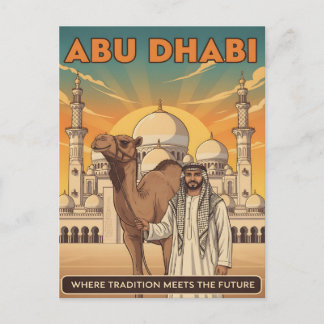 Cartão Postal de Viagem Antigo de Abu Dhabi com Ca