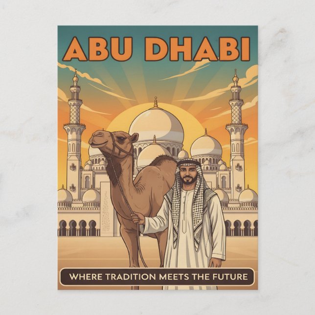 Cartão Postal de Viagem Antigo de Abu Dhabi com Ca (Frente)