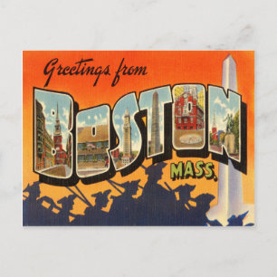 Cartão postal de viagem antigo de Boston restaurad
