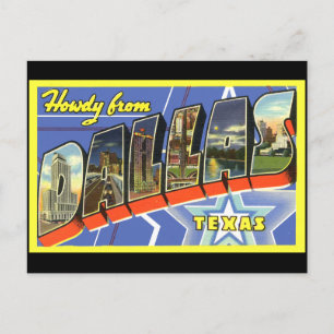 Cartão Postal de Viagem Antigo de Dallas