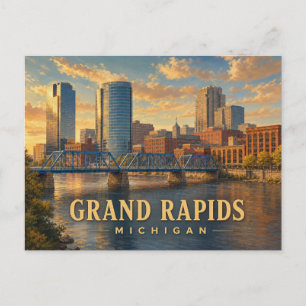 Cartão postal de viagem antigo de Grand Rapids Mic