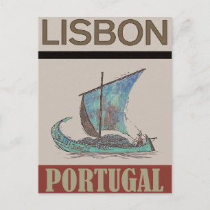Cartão postal de viagem antigo de Lisboa Portugal