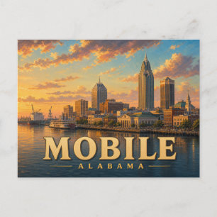 Cartão postal de viagem antigo de Mobile Alabama