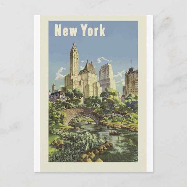 Cartão Postal de Viagem Antigo de Nova York EUA (Frente)