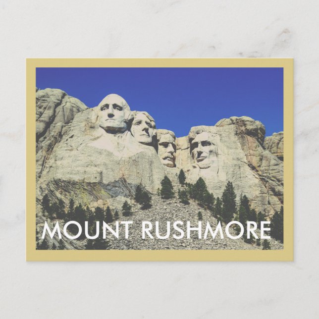 Cartão Postal de Viagem Antigo do Monte Rushmore (Frente)