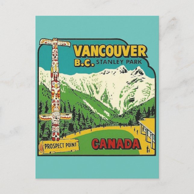 Cartão postal de viagem antigo do Parque Stanley C (Frente)