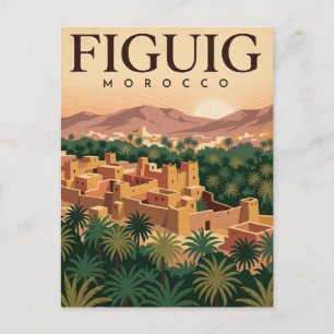 Cartão Postal de Viagem Antigo Figuig Marrocos