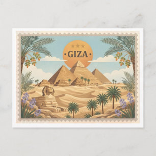 Cartão Postal de Viagem Antigo Giza Egito
