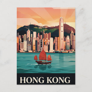 Cartão Postal de Viagem Antigo Hong Kong