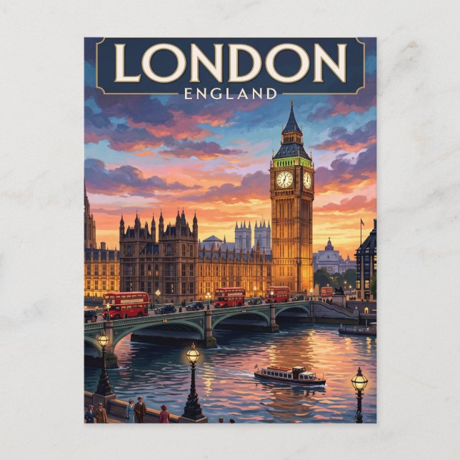 Cartão Postal de Viagem Antigo Londres (Frente)