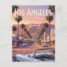 Cartão Postal de Viagem Antigo | Los Angeles