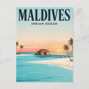 Cartão Postal de Viagem Antigo Maldivas
