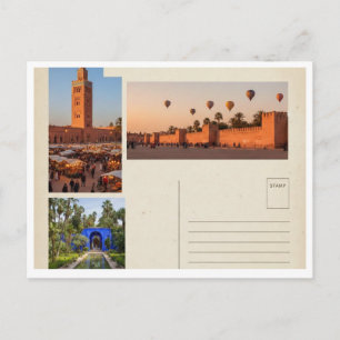 Cartão Postal de Viagem Antigo Marrakesh Marrocos