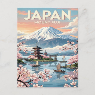 Cartão Postal de Viagem Antigo | Monte Fuji Japão