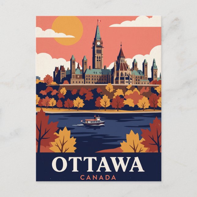 Cartão Postal de Viagem Antigo Ottawa Canadá (Frente)