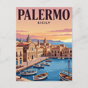 Cartão Postal de Viagem Antigo Palermo, Itália