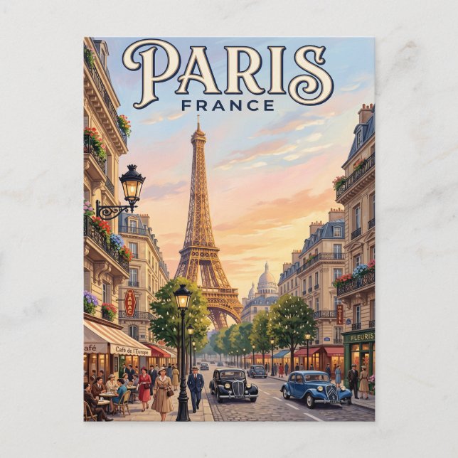 Cartão Postal de Viagem Antigo Paris (Frente)