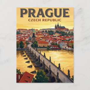 Cartão Postal de Viagem Antigo Praga