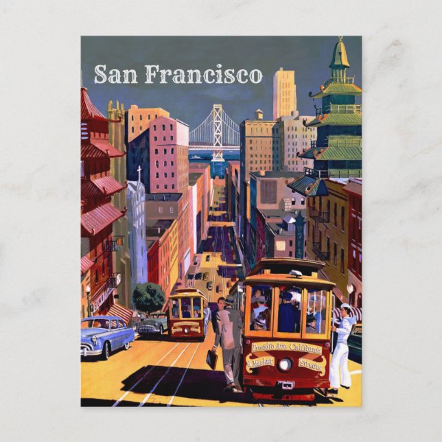 Cartão postal de viagem antigo - San Francisco Cal (Frente)