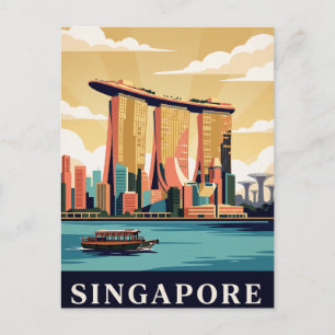 Cartão Postal de Viagem Antigo Singapura