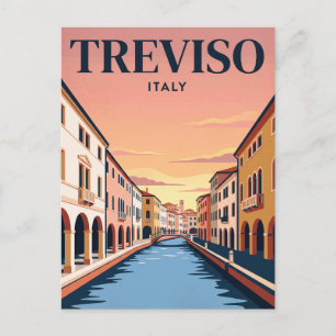 Cartão Postal de Viagem Antigo Treviso, Itália