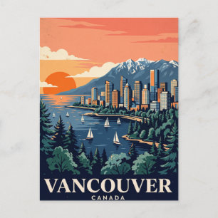 Cartão Postal de Viagem Antigo Vancouver Canadá