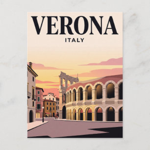 Cartão Postal de Viagem Antigo Verona, Itália
