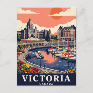 Cartão Postal de Viagem Antigo Vitória Canadá