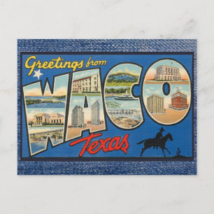 Cartão Postal de Viagem Antigo Waco Texas
