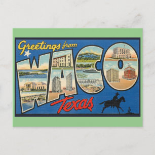 Cartão Postal de Viagem Antigo Waco Texas
