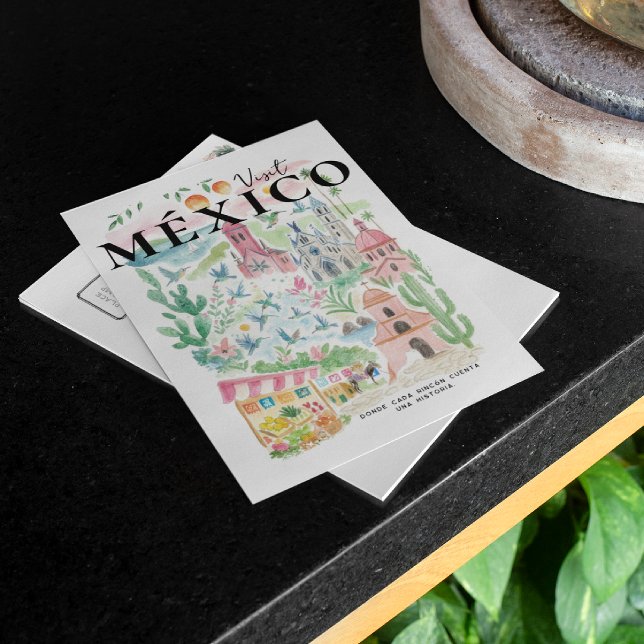 Cartão postal de viagem aquarela México (Criador carregado)