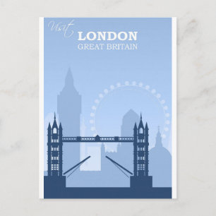 Cartão Postal de Viagem Azul Vintage Londres Ingla