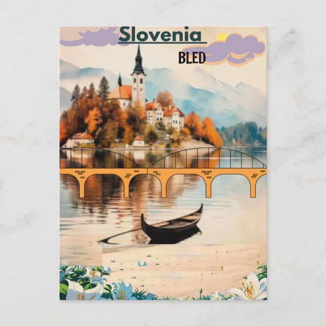 Cartão postal de viagem Bled Eslovênia  Arte, Bled (Frente)