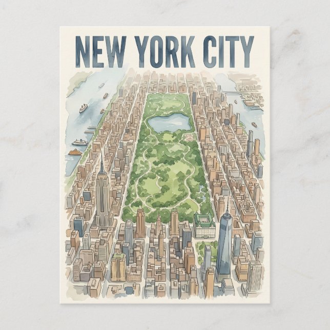 cartão postal de viagem da cidade de Nova York (Frente)