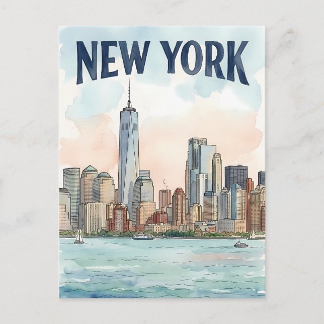 cartão postal de viagem da cidade de Nova York (Frente)