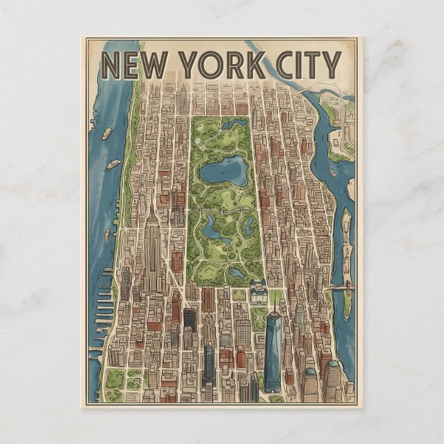 cartão postal de viagem da cidade de Nova York (Frente)