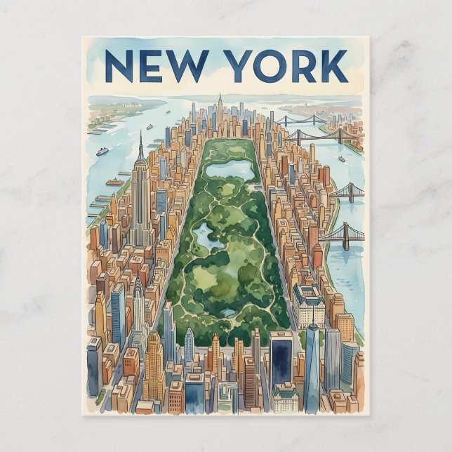 cartão postal de viagem da cidade de Nova York (Frente)