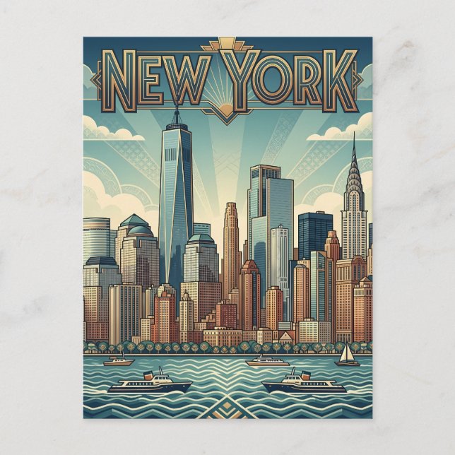 cartão postal de viagem da cidade de Nova York (Frente)
